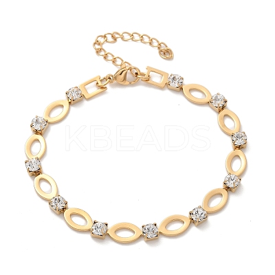 304 Stainless Steel Rhinestone Cup Chain Bracelets for Women BJEW-F488-26C-G-1