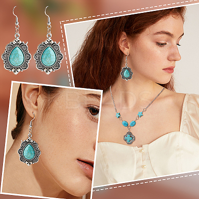 10Pcs 5 Styles Synthetic Turquoise Pendants TURQ-PH0001-04-1