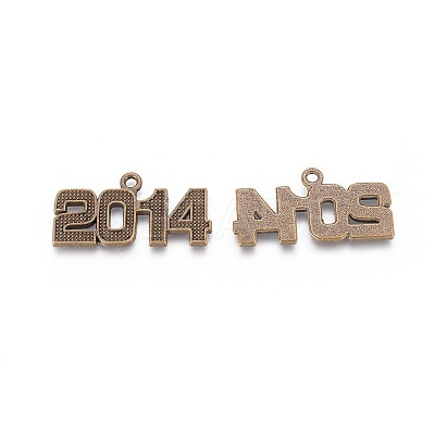 Tibetan Style Year 2014 Number Pendants TIBEP-Q012-AB-FF-1