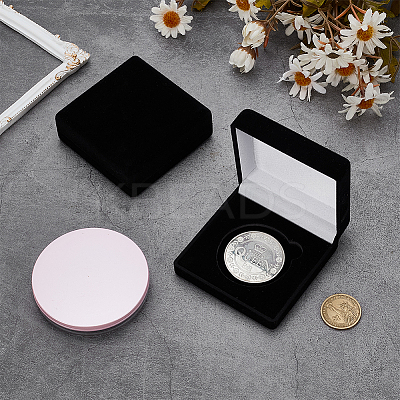 Square EVA Covered with Velveteen Commemorative Coin Storage Cases with Sponge Inside CON-WH0201-005A-1