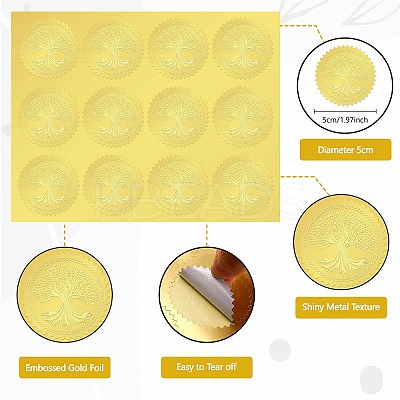 34 Sheets Self Adhesive Gold Foil Embossed Stickers DIY-WH0509-007-1