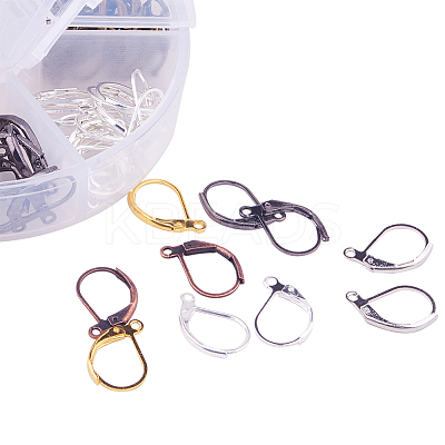 15mm Brass Leverback Earring Findings for Jewelry Making 6 Colors Earring Supplies KK-PH0015-03-1