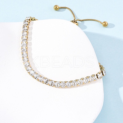 304 Stainless Steel Pave Clear Cubic Zirconia Tennis Bracelets BJEW-G754-03G-02-1