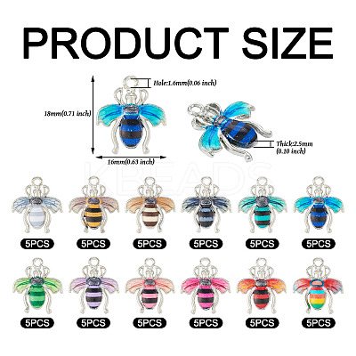 60Pcs 12 Colors Alloy Enamel Pendants ENAM-TA0001-61-1