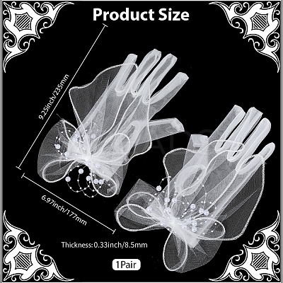 Polyester Bride's Lace Gloves AJEW-WH20120-23D-1