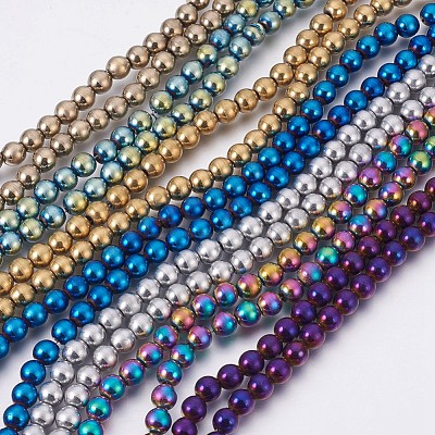 Electroplate Non-Magnetic Synthetic Hematite Beads Strands G-F585-D-6mm-1