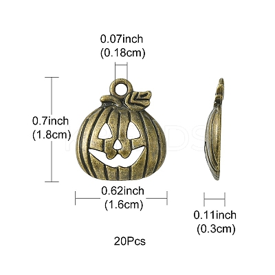 20Pcs Tibetan Style Halloween Pumpkin Jack-O'-Lantern Alloy Pendants TIBEP-YW0001-43AB-1