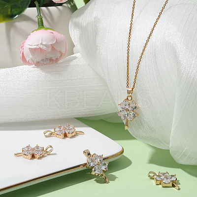 8Pcs Brass Cubic Zirconia Pendants KK-BBC0008-36-1
