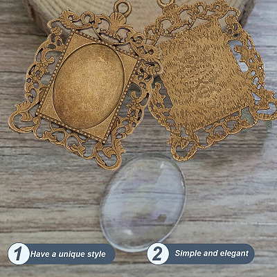 DIY Blank Rectangle Pendant Making Kit DIY-GO0001-70-1