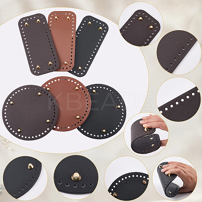 6Pcs 6 Styles Rectangle and Round PU Leather Knitting Crochet Bags Nail Bottom Shaper Pad DIY-CL0002-18-1