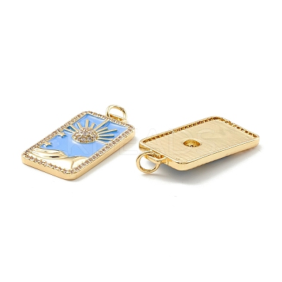 Rack Plating Brass Micro Pave Clear Cubic Zirconia Pendants KK-D073-24G-02-1