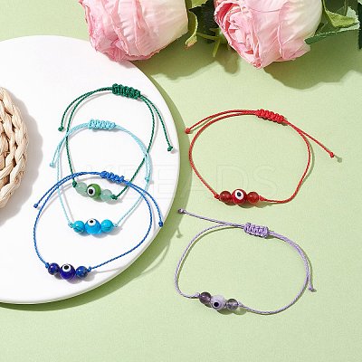 Natural & Synthetic Mixed Gemstone Braided Bead Bracelet BJEW-JB10016-1