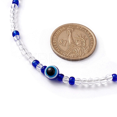 Resin Evil Eye & Acrylic Beaded Necklace for Women NJEW-JN04638-1