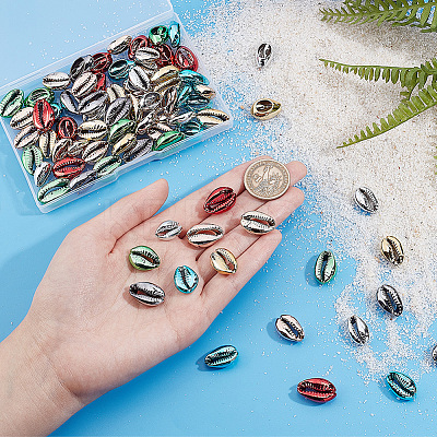 80Pcs 8 Colors Electroplated Cowrie Shell Beads BSHE-PH0001-17-1