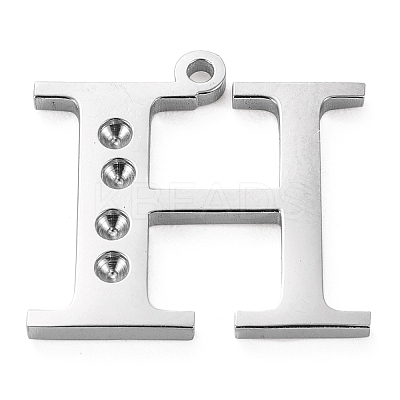 Tarnish Resistant 304 Stainless Steel Letter Pendant Rhinestone Settings LS-STAS-J028-01H-1