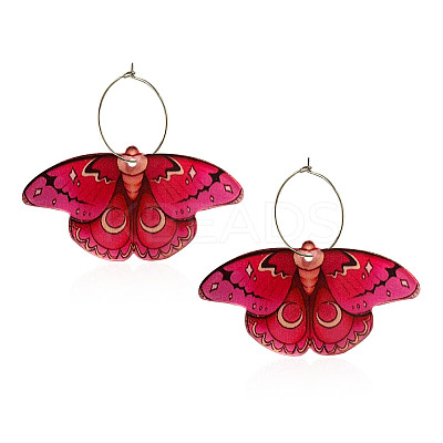 Butterfly Alloy Acrylic Hoop Earrings FS-WG09DCE-02-1