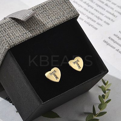 Rack Plating Brass Micro Pave Clear Cubic Zirconia Stud Earrings EJEW-K299-01G-T-1