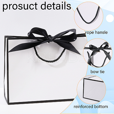 Paper Gift Handle Bags with Silk Ribbon ABAG-WH0044-56-1