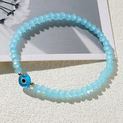 1pc Glass Rondelle Beads Stretch Bracelets LS-XC5782-7-1