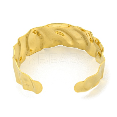 Ion Plating(IP) 304 Stainless Steel Textured Open Cuff Bangles for Women STAS-M001-15G-1