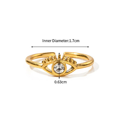Adjustable 304 Stainless Steel with Cubic Zirconia Cuff Open Rings for Women DT5559-1