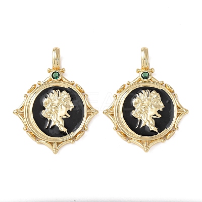 Brass Micro Pave Cubic Zirconia Pendants KK-C143-30G-1