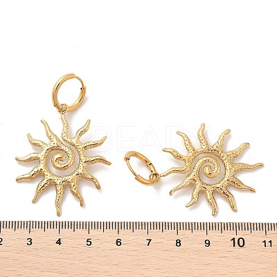 304 Stainless Steel Sun Hoop Earrings EJEW-M073-01G-1