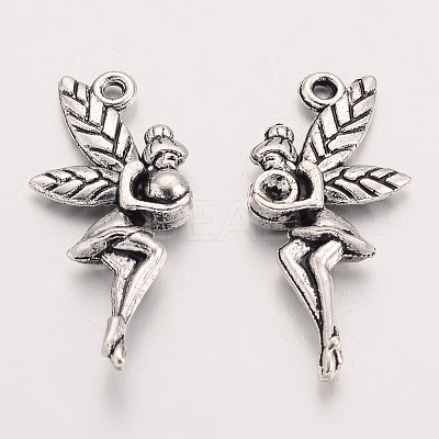 Tibetan Style Alloy Fairy Pendant Rhinestone Settings X-TIBEP-Q043-350-RS-1