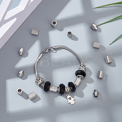80Pcs 2 Style 201 Stainless Steel European Beads STAS-UN0048-16-1