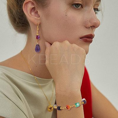 80Pcs 5 Color Natural Agate Connector Charms FIND-HY0001-39-1