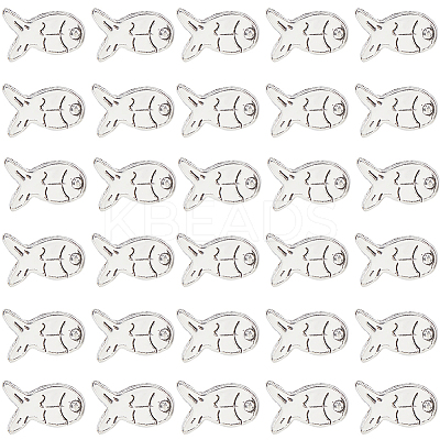 100Pcs Tibetan Style Fish Alloy Beads TIBEB-SC0001-34-1