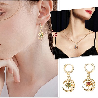8Pcs 4 Colors Brass Micro Pave Clear Cubic Zirconia Glass Pendants FIND-SZ0005-82-1