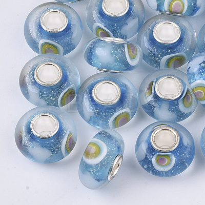 Handmade Silver Foil Lampwork European Beads X-LAMP-S193-005-1
