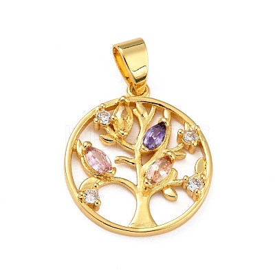 Brass Micro Pave Colorful Cubic Zirconia Pendants ZIRC-A021-27G-1