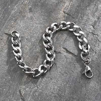 Non-Tarnish 304 Stainless Steel Curb Chain Bracelet for Men Women BJEW-G669-23P-1