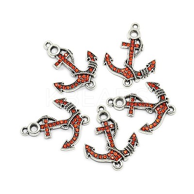 Anchor Antique Silver Tone Alloy Rhinestone Links connectors ALRI-N024-03D-1