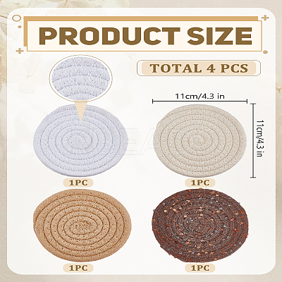 4Pcs 4 Styles Cotton Hot Pads for DIY Craft Supplies AJEW-LP0005-97-1