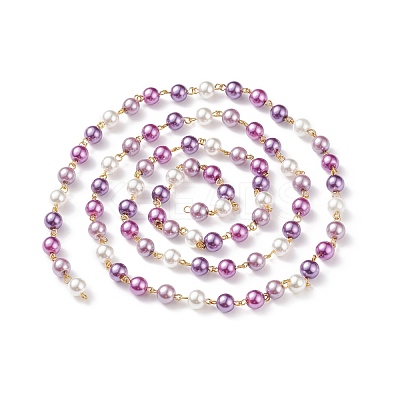 Handmade Glass Pearl Beaded Chain AJEW-JB01134-02-1