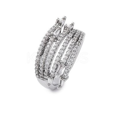 Brass Micro Pave Clear Cubic Zirconia Finger Rings LS-RJEW-S398-01P-1