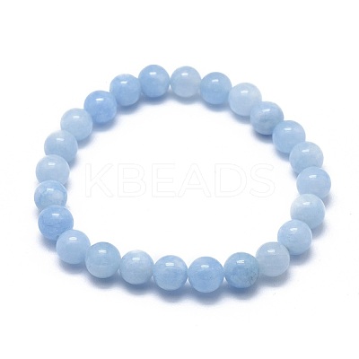 Natural & Dyed White Jade Bead Stretch Bracelets BJEW-K212-B-018-1