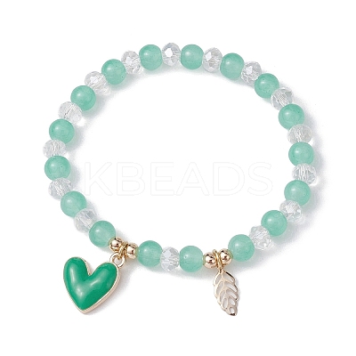 Glass Round Beaded Stretch Bracelets BJEW-JB09909-04-1
