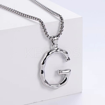 3Pcs 304 Stainless Steel Textured Letter Pendant Box Chain Necklaces LW4134-33-1