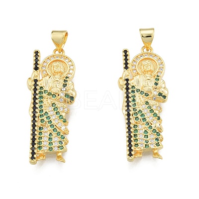 Brass Micro Pave Cubic Zirconia Pendants KK-G431-05G-1