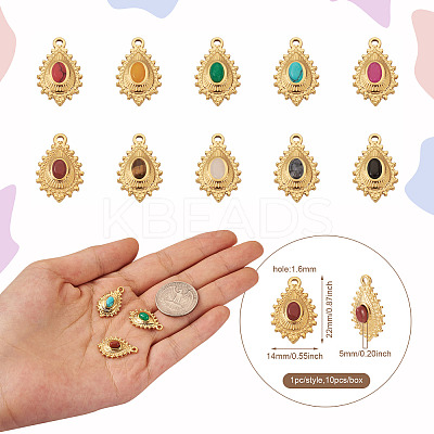 10Pcs 10 Style 304 Stainless Steel Pendants STAS-FW0001-24-1
