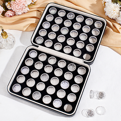 60Pcs 2 Colors Plastic Loose Diamond Round Boxes MRMJ-WH0094-01-1