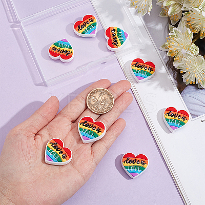 8Pcs Pride Rainbow Theme Food Grade Eco-Friendly Silicone Focal Beads SIL-CA0001-34-1