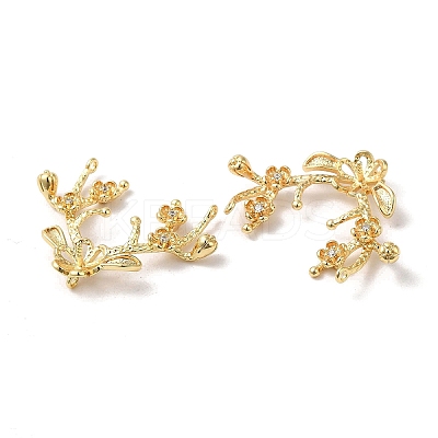 Brass Pave Clear Cubic Zirconia Pendants KK-C028-11G-1
