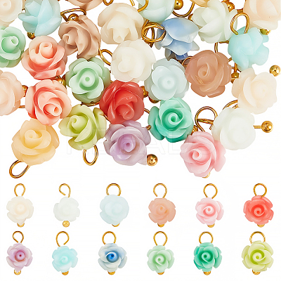 60Pcs Dyed Synthetic Coral Flower Charms PALLOY-BM00009-1