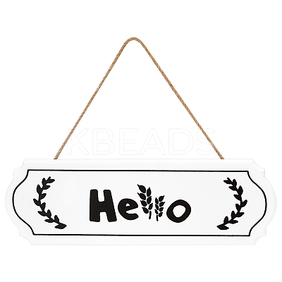 Hello Sign Natural Wood Door Hanging Decoration for Front Door Decoration HJEW-CN0001-01A-1
