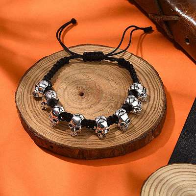 Halloween Theme Adjustable Nylon Cord Braided Beads Bracelets BJEW-JB10917-S-1